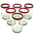Ruby Red Rim 14 oz Drinking Glasses (set of 6)